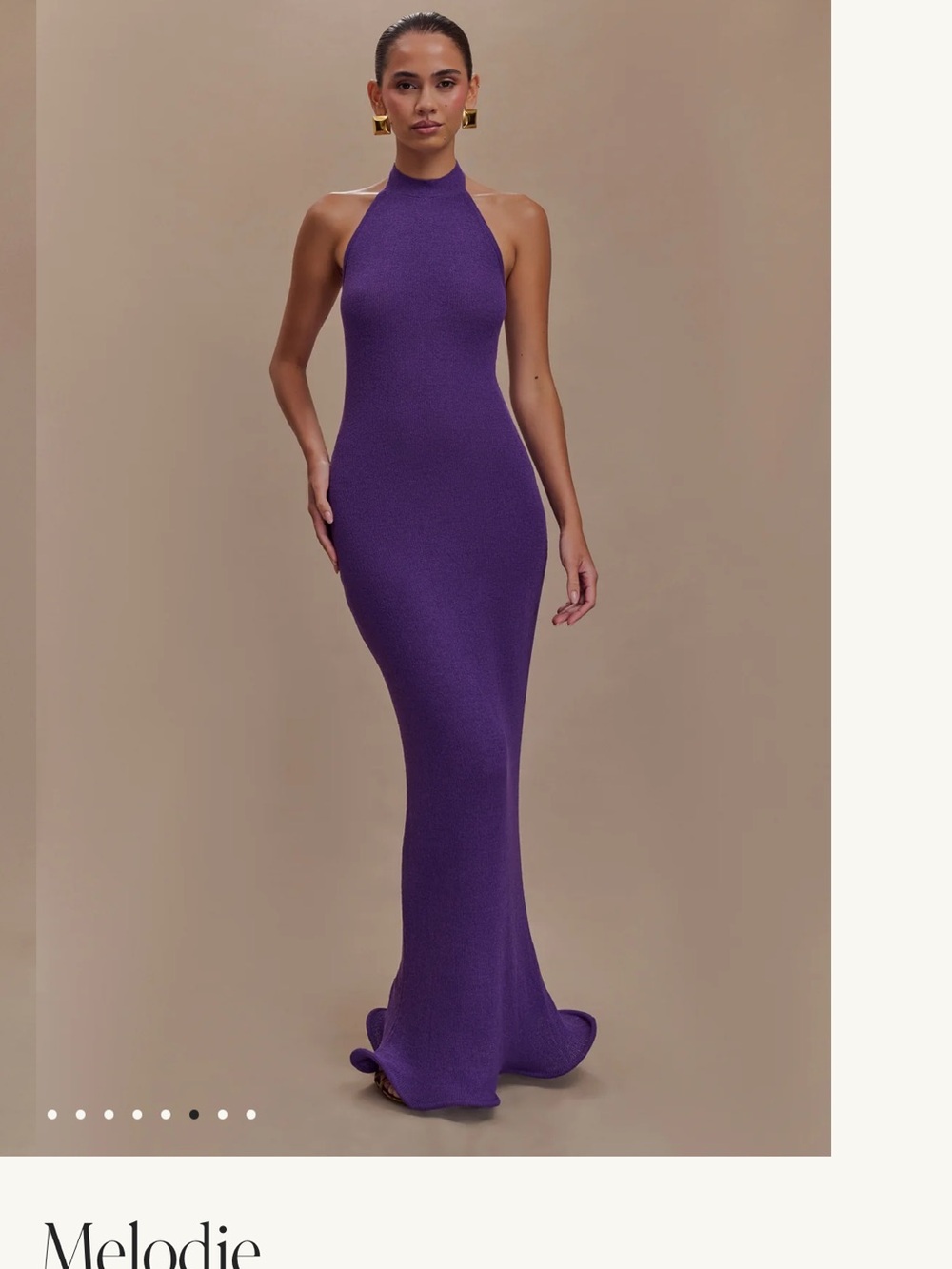 Meshki Melodie Halter Knit Maxi Dress - Purple
